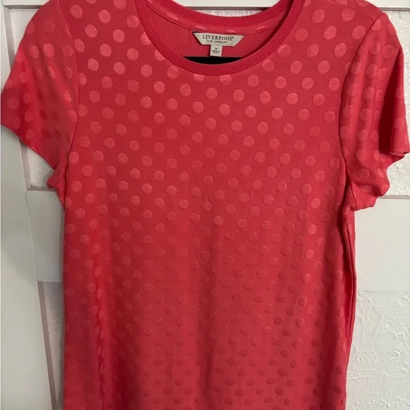 Liverpool Los Angeles Coral/Pink Polka Dot Women's Top - Picture 1 of 3